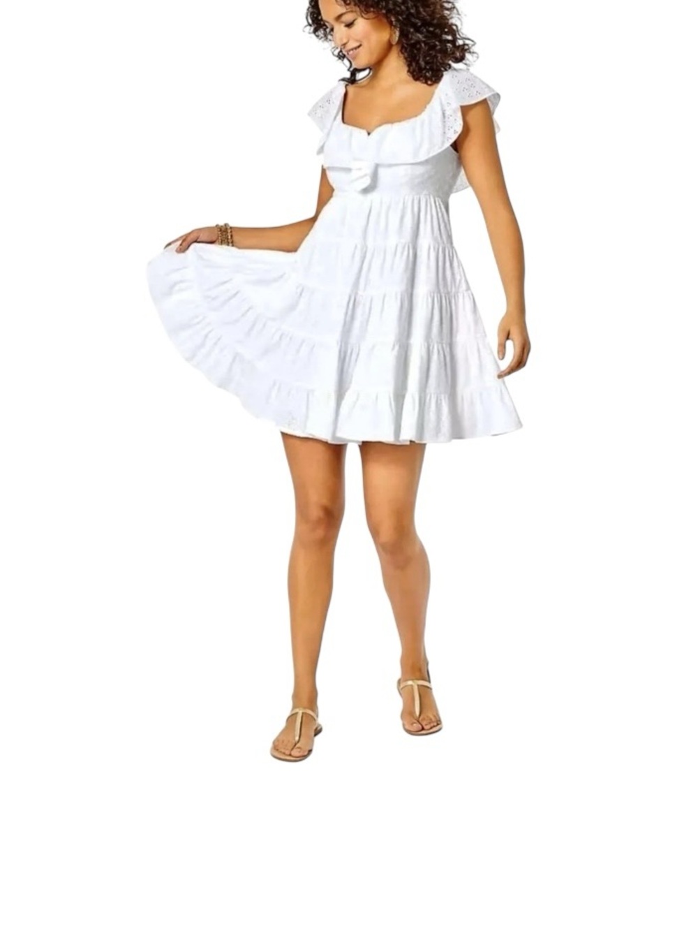Lilly Pulitzer Emie Ditsy Vine Eyelet Shift Dress Sz 6 White